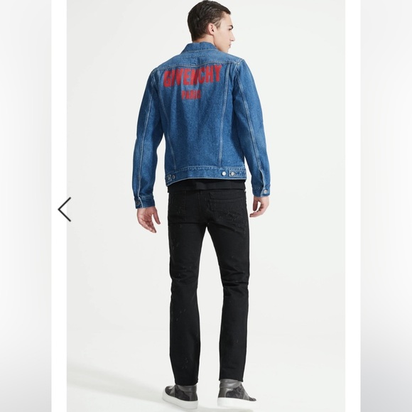 NWT Givenchy Red Logo-print Denim Trucker Jacket - Picture 1 of 16